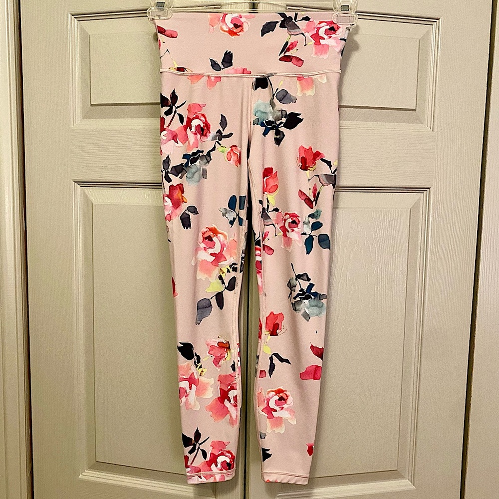 Athleta Elation 7/8 Tight Pink Floral Leggings